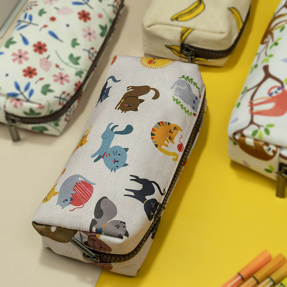 LParkin Cute Cat Pencil Case White for Girls Pouch Teacher Gift Gadget Bag Make Up Case Cosmetic Bag Stationary School Supplies Kawaii Pencil Box