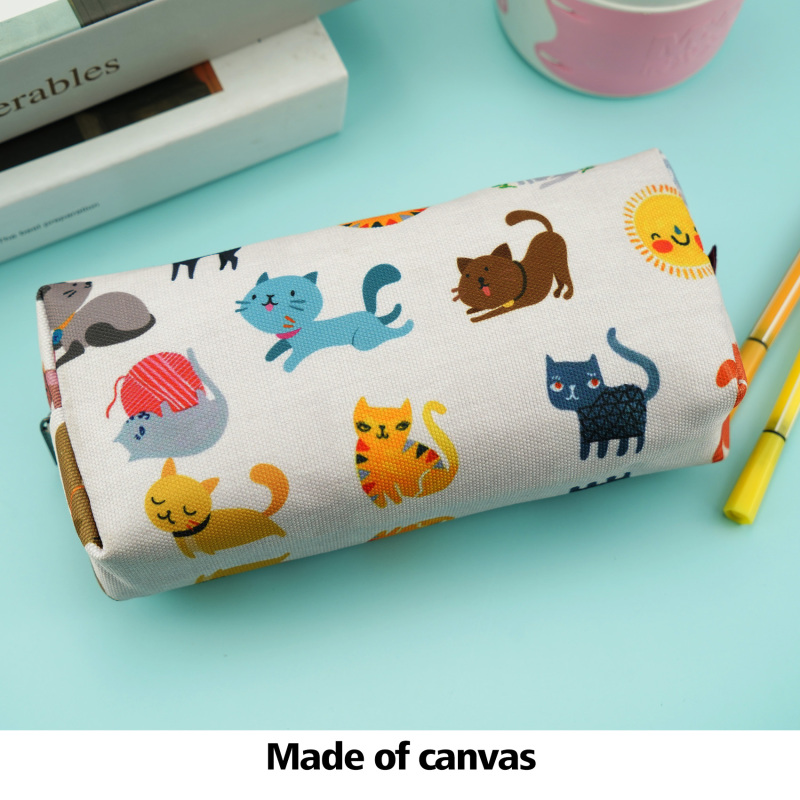 LParkin Cute Cat Pencil Case White for Girls Pouch Teacher Gift Gadget Bag Make Up Case Cosmetic Bag Stationary School Supplies Kawaii Pencil Box
