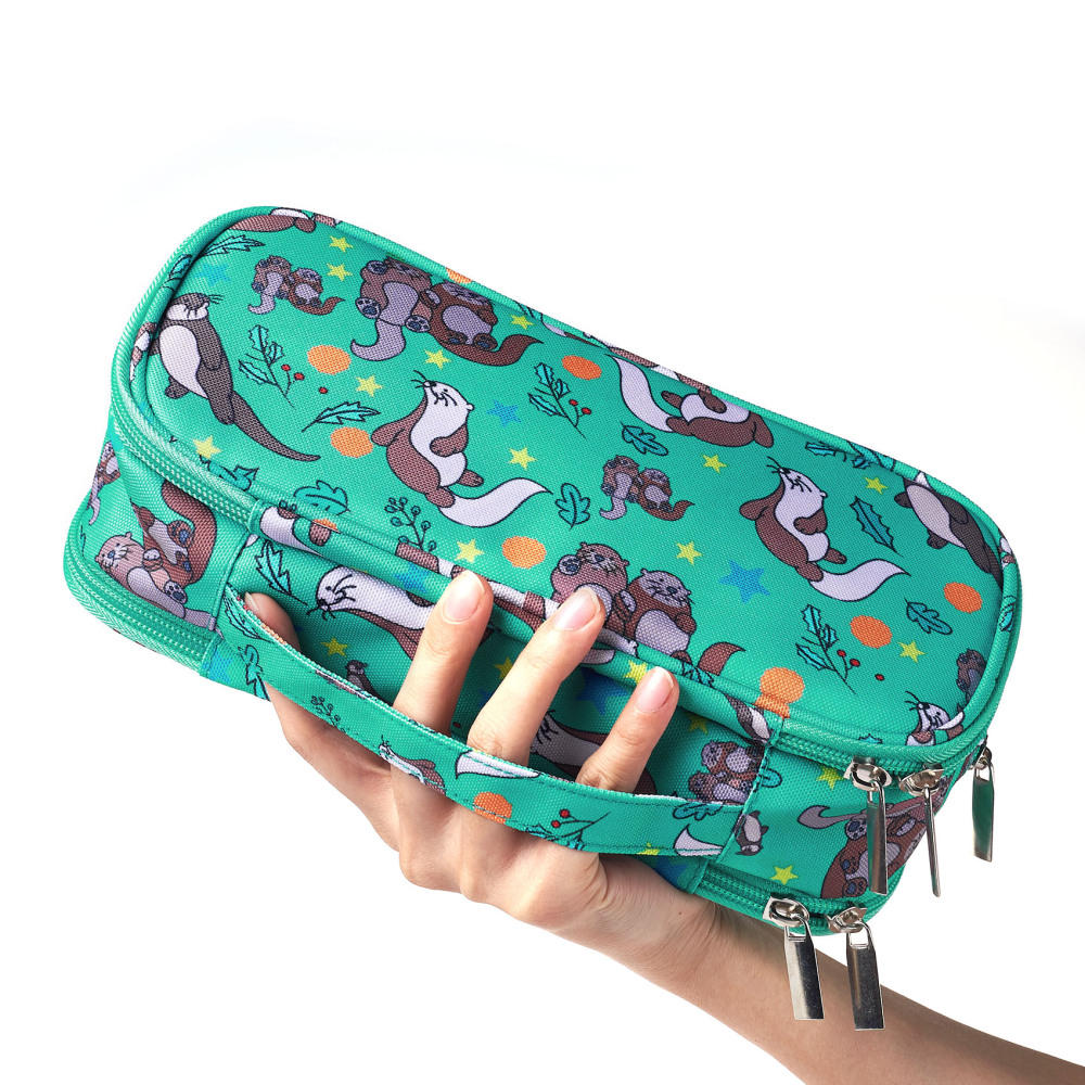 Otters Pencil Case Students Canvas Pen Bag Pouch Stationary Case Makeup Cosmetic Bag*