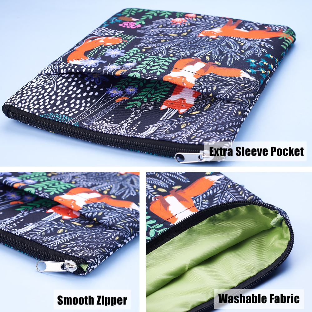 Fox Forest Book Sleeve ,Book Protector Book Covers for Paperbacks, Book Sleeves with Zipper , 11 X 8.5 Inch, Fox Gifts for Girls