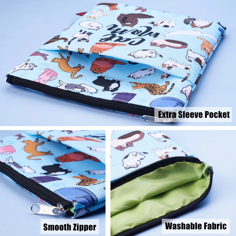 Cat Mom Book Sleeve, Book Covers for Paperbacks, Book Sleeves with Zipper, 11 X 8.5 Inch, Cat Mom Gifts for Women