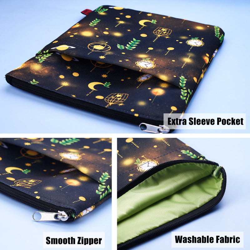 Night Sky Book Sleeve, Book Covers for Paperback, Book Sleeves with Zipper, 11 X 8.5 Inch, Celestial Gifts