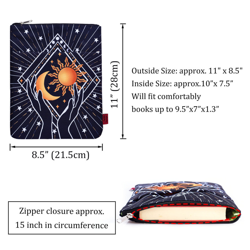 Astrology Book Sleeve with Zipper for Paperbacks, 11 X 8.5 Inch, Bookish Gift