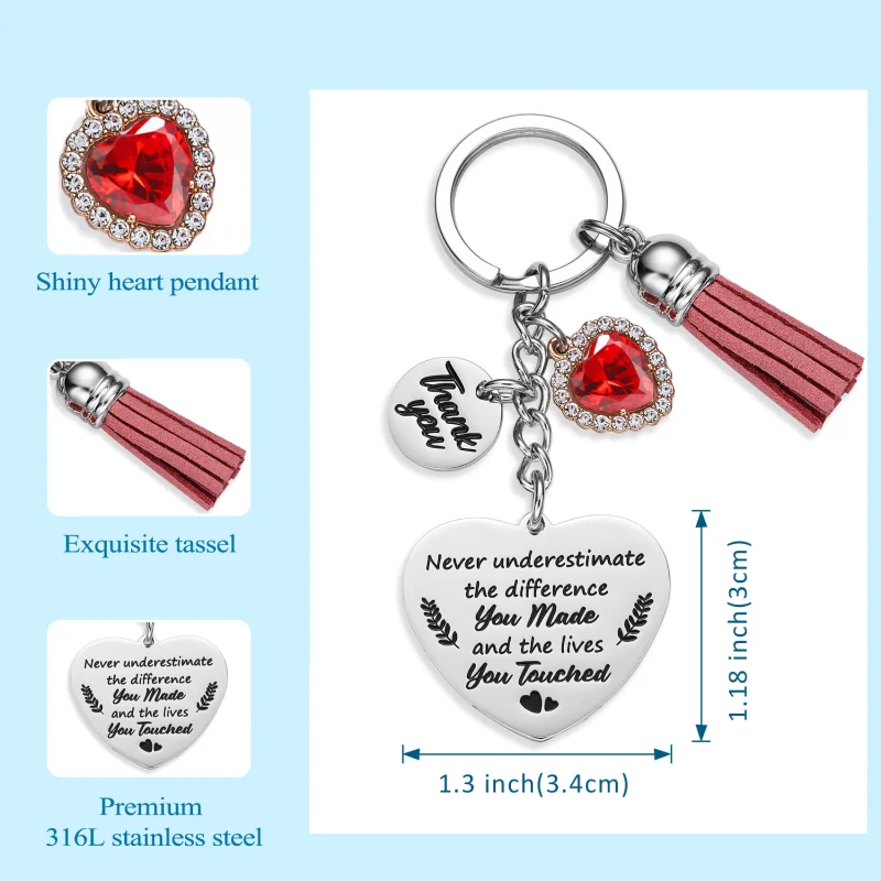 Thank You Keychain Appreciation Gifts, Going Away Gift For Coworker Teacher Nurse Friend , Thank You Gifts For Women