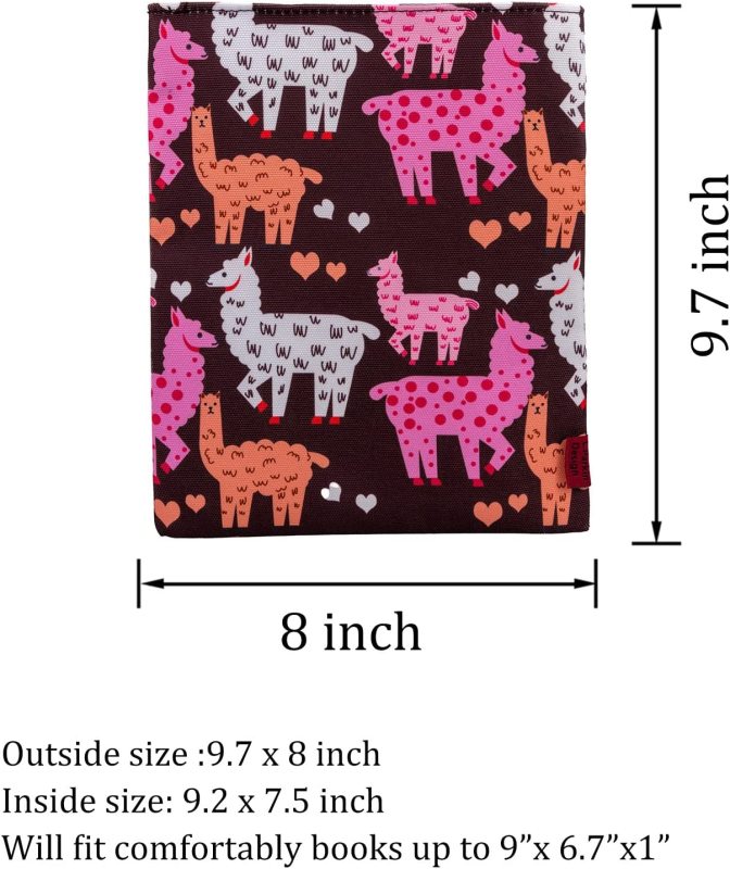 Book Sleeves Llama Gifts for Women Teen Girls Book Sleeve Book Protector Pouches Canvas 9.7 Inch x 8 Inch