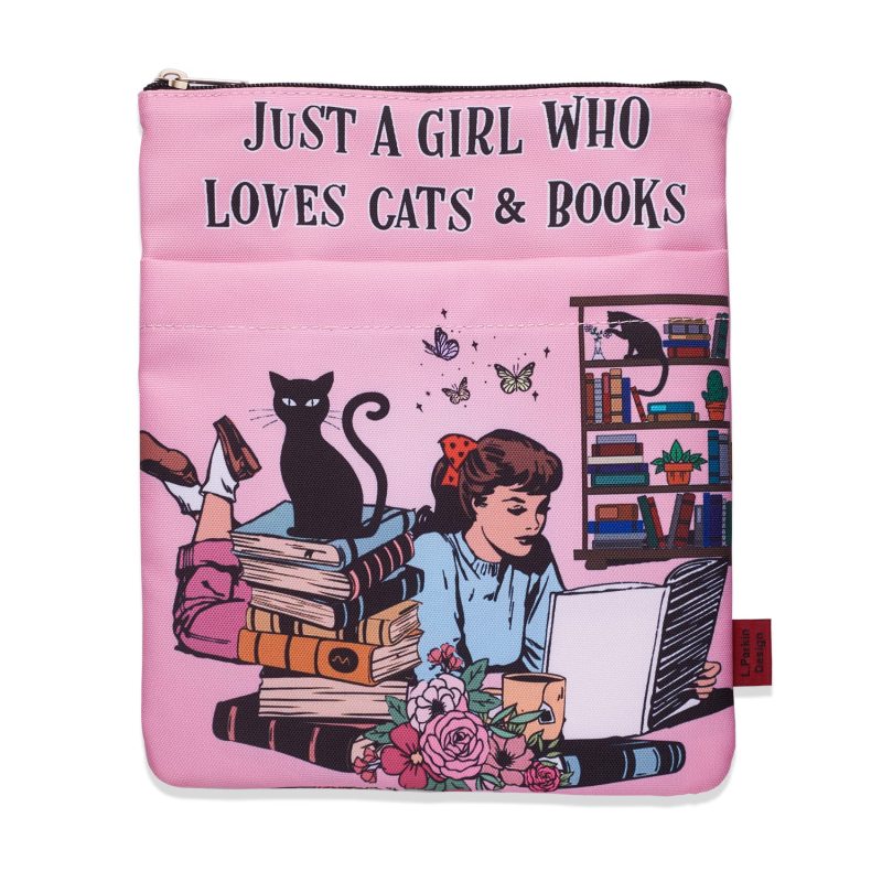 Just A Girl Who Loves Cats Books Book Covers, Book Sleeve with Zipper, Book Nerd Gifts, 11x8.5 Inch, Washable Fabric