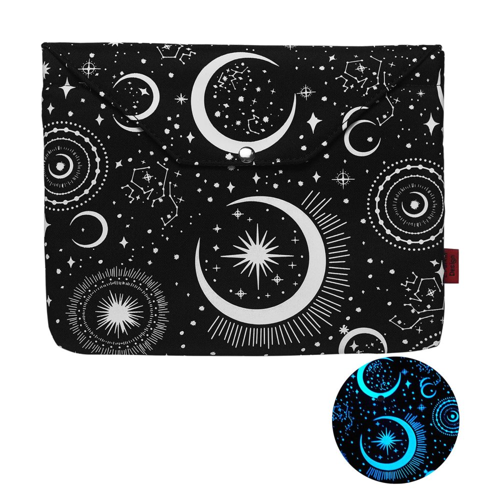 Glow in The Dark Moon and Star, Book Sleeve with Button and Extract Pocket, Book Covers for Paperback, 11 x 9 Inch, Book Lovers Gifts