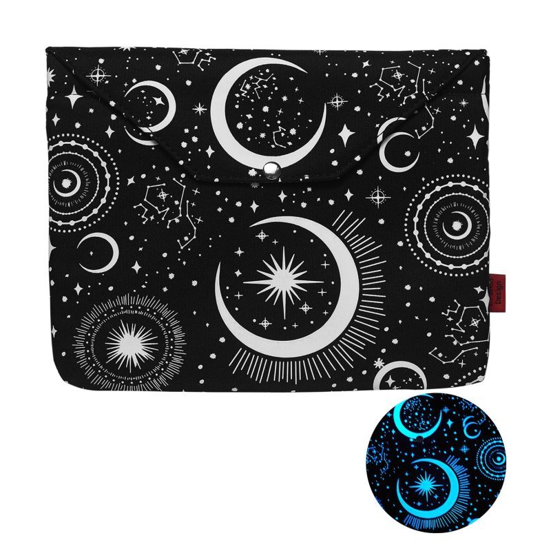 Glow in The Dark Moon and Star, Book Sleeve with Button and Extract Pocket, Book Covers for Paperback, 11 x 9 Inch, Book Lovers Gifts