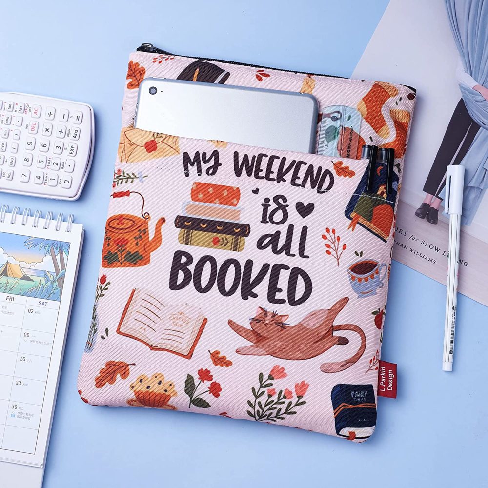 My Weekend is All Booked, Book Sleeve with Zipper and Front Pocket, Book Covers for Paperback, 11 x 8.5 Inch, Book Lovers Gifts