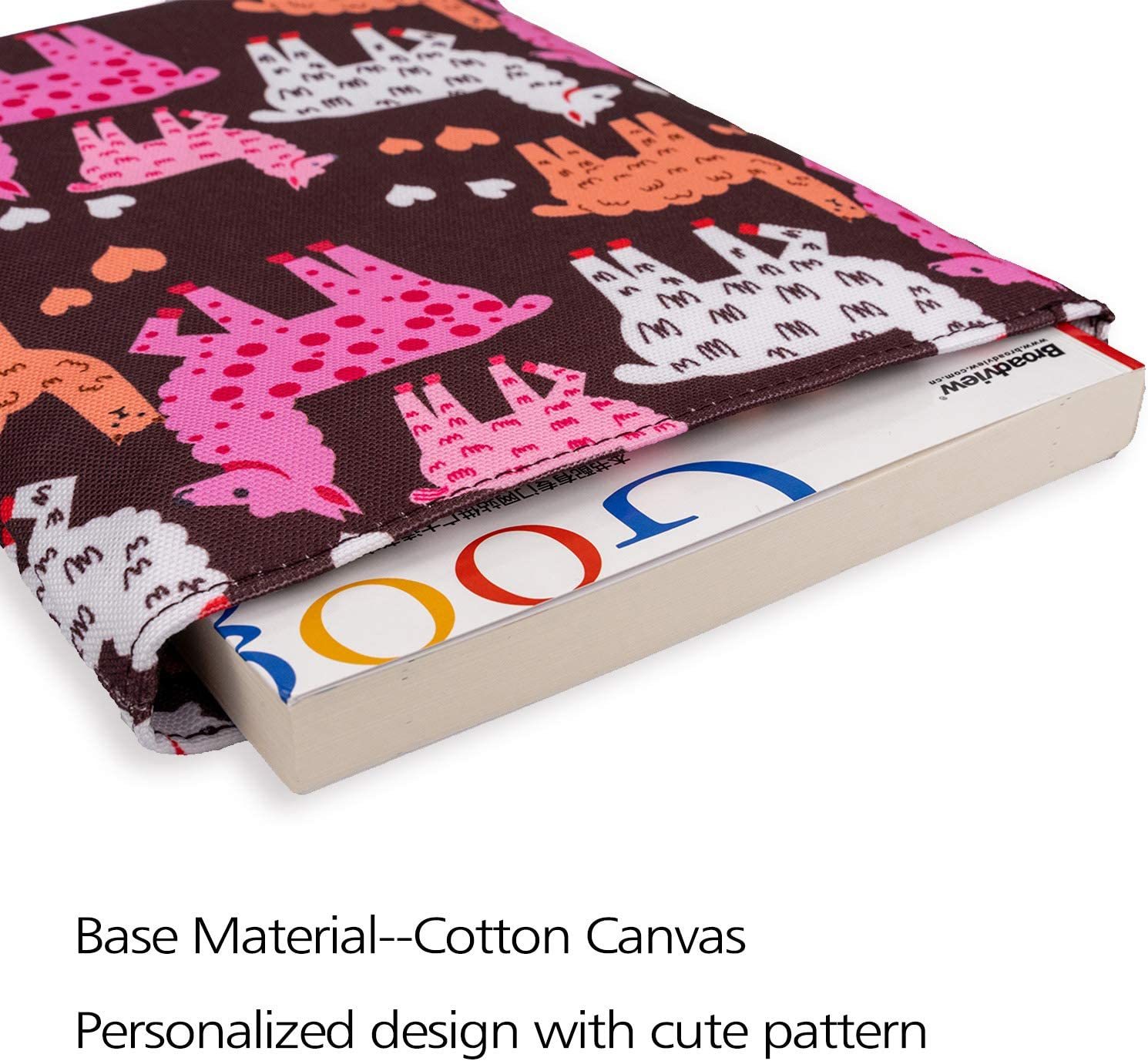 Book Sleeves Llama Gifts for Women Teen Girls Book Sleeve Book Protector Pouches Canvas 9.7 Inch x 8 Inch