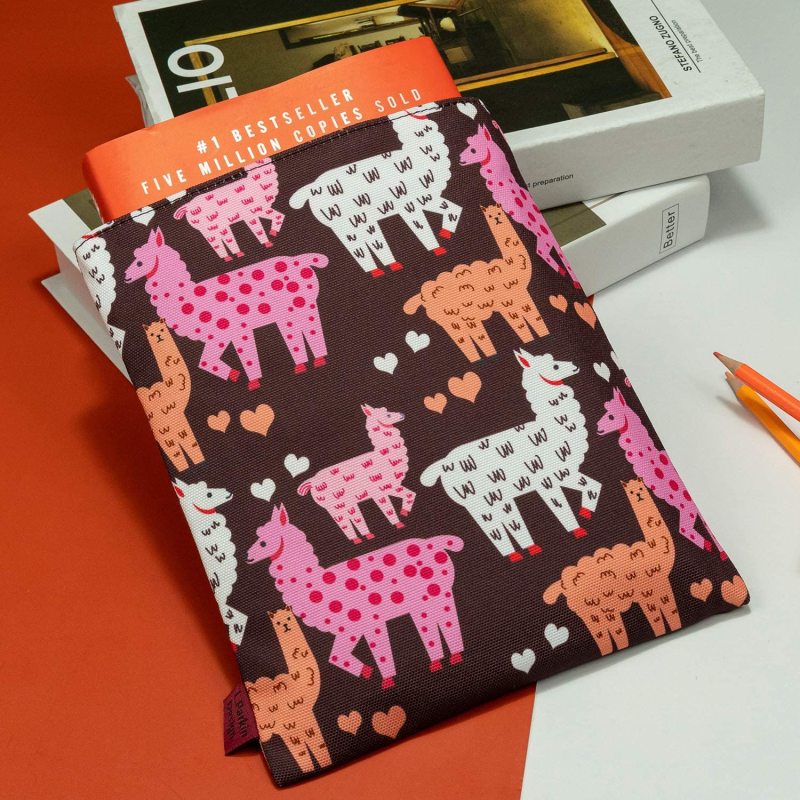 Book Sleeves Llama Gifts for Women Teen Girls Book Sleeve Book Protector Pouches Canvas 9.7 Inch x 8 Inch