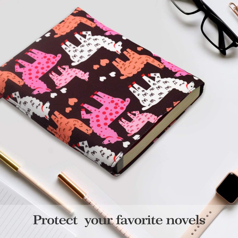 Book Sleeves Llama Gifts for Women Teen Girls Book Sleeve Book Protector Pouches Canvas 9.7 Inch x 8 Inch