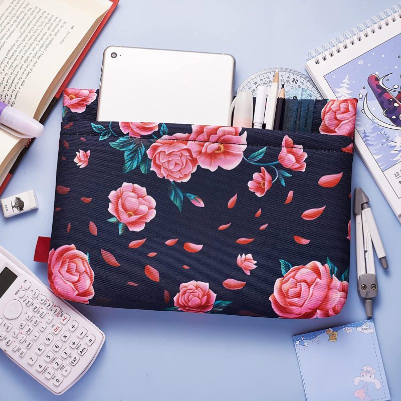 Camellia Floral Book Sleeve Protector Pouch Book Covers for Paperbacks, Book Sleeves with Zipper Padded, 11.4 Inch X 9 Inch (Camellia)
