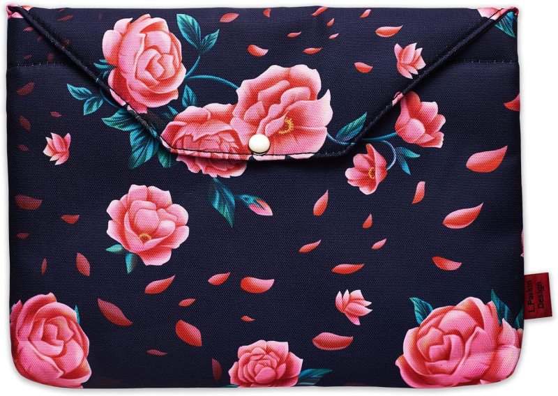 Camellia Floral Book Sleeve Protector Pouch Book Covers for Paperbacks, Book Sleeves with Zipper Padded, 11.4 Inch X 9 Inch (Camellia)