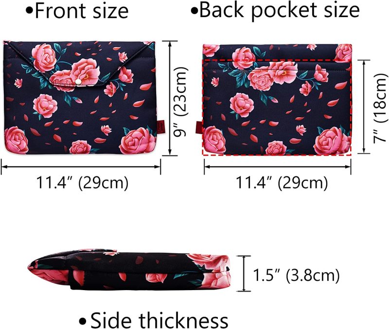 Camellia Floral Book Sleeve Protector Pouch Book Covers for Paperbacks, Book Sleeves with Zipper Padded, 11.4 Inch X 9 Inch (Camellia)