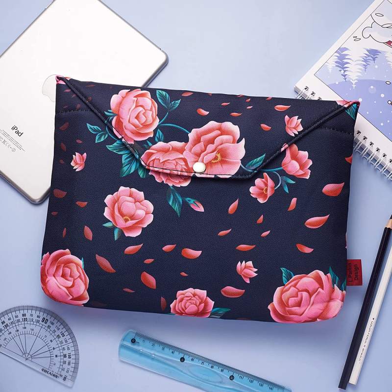 Camellia Floral Book Sleeve Protector Pouch Book Covers for Paperbacks, Book Sleeves with Zipper Padded, 11.4 Inch X 9 Inch (Camellia)