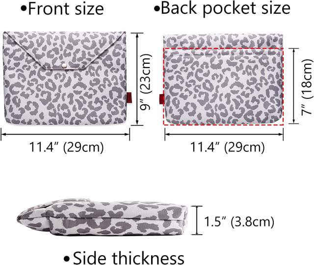 Snow Leopard Print Book Sleeve Book Sleeve with Zipper and Back Pocket, Book Covers for Paperback with Padded, 11.4 x 9 Inch, Cheetah Print Gifts for Women (Snow Leopard)