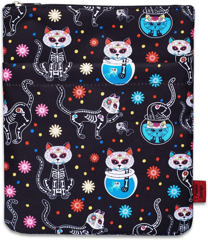 Day of The Dead Cats Book Sleeve, Dia De Los Muertos Skull Book Covers for Paperbacks Book Sleeves with Zipper 11 X 8.5 Inch
