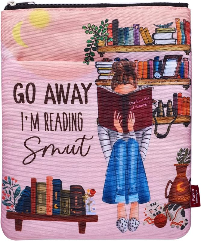 Go Away I’m Reading, Book Sleeve with Zipper and Front Pocket, Book Covers for Paperback, 11 x 8.5 Inch, Book Lovers Gifts