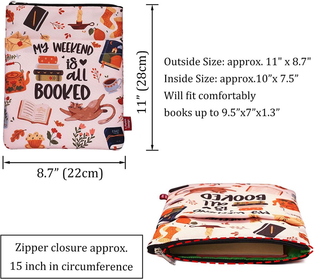 My Weekend is All Booked, Book Sleeve with Zipper and Front Pocket, Book Covers for Paperback, 11 x 8.5 Inch, Book Lovers Gifts