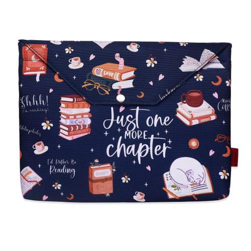 Just One More Chapter Book Sleeve, Book Protector with Zipper with Padded, Book Covers for Paperback, 11 x 9 Inch, Book Sleeve for Book Lovers