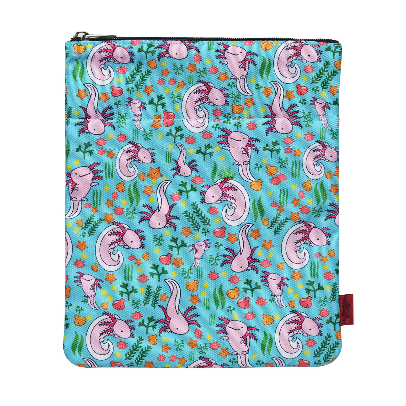 Axolotl Gifts Book Sleeve with Zipper and Front Pocket, Book Covers for Paperback, 11 x 8.5 Inch, Book Lovers Gifts