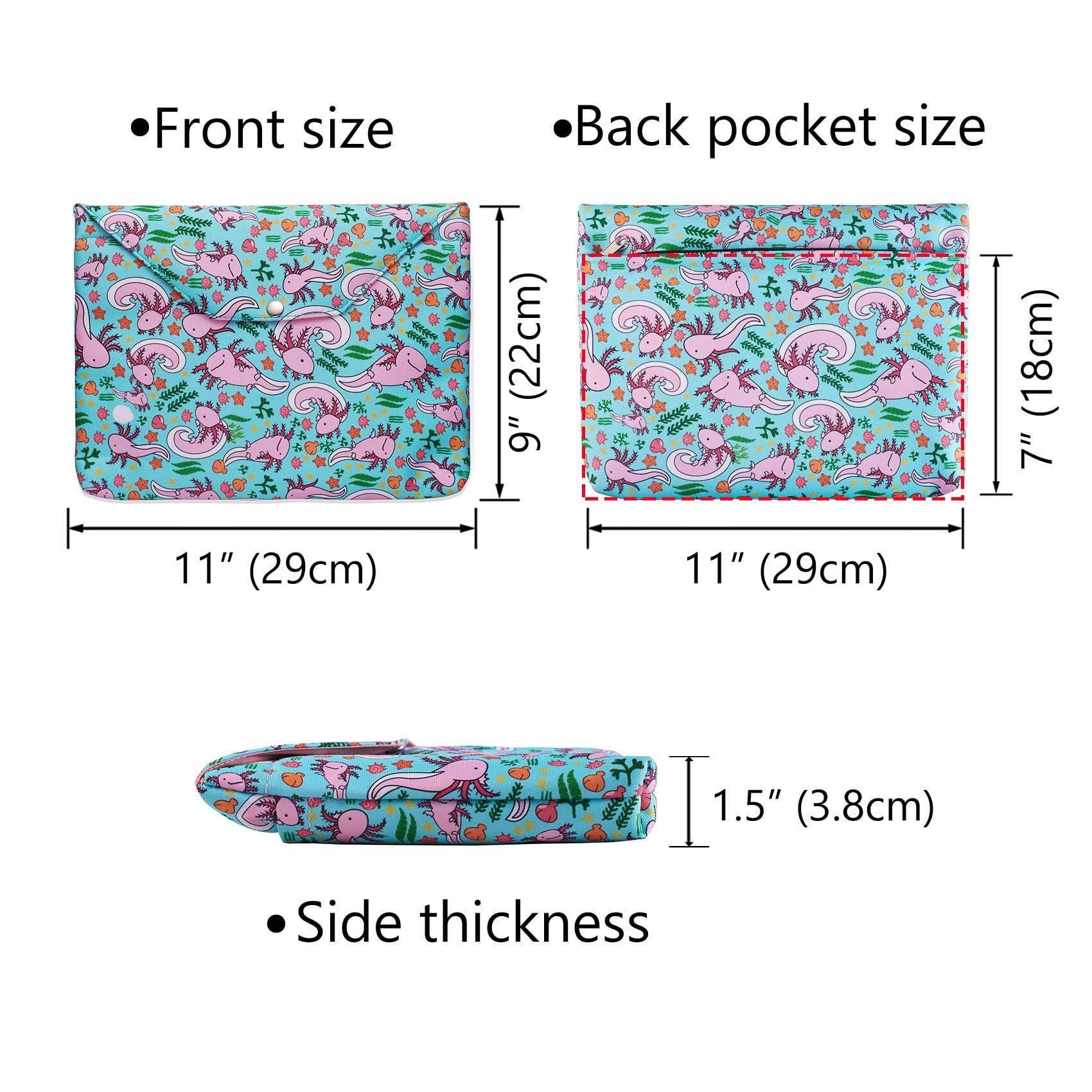 Book Sleeve for Book Lovers, Axolotl Gifts Book Protector , Book Protector Pouch, Book Sleeves with Zipper with Padded, Washable Fabric,11 Inch X 9 Inch