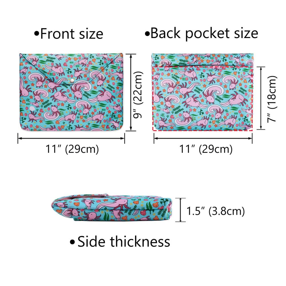 Book Sleeve for Book Lovers, Axolotl Gifts Book Protector , Book Protector Pouch, Book Sleeves with Zipper with Padded, Washable Fabric,11 Inch X 9 Inch