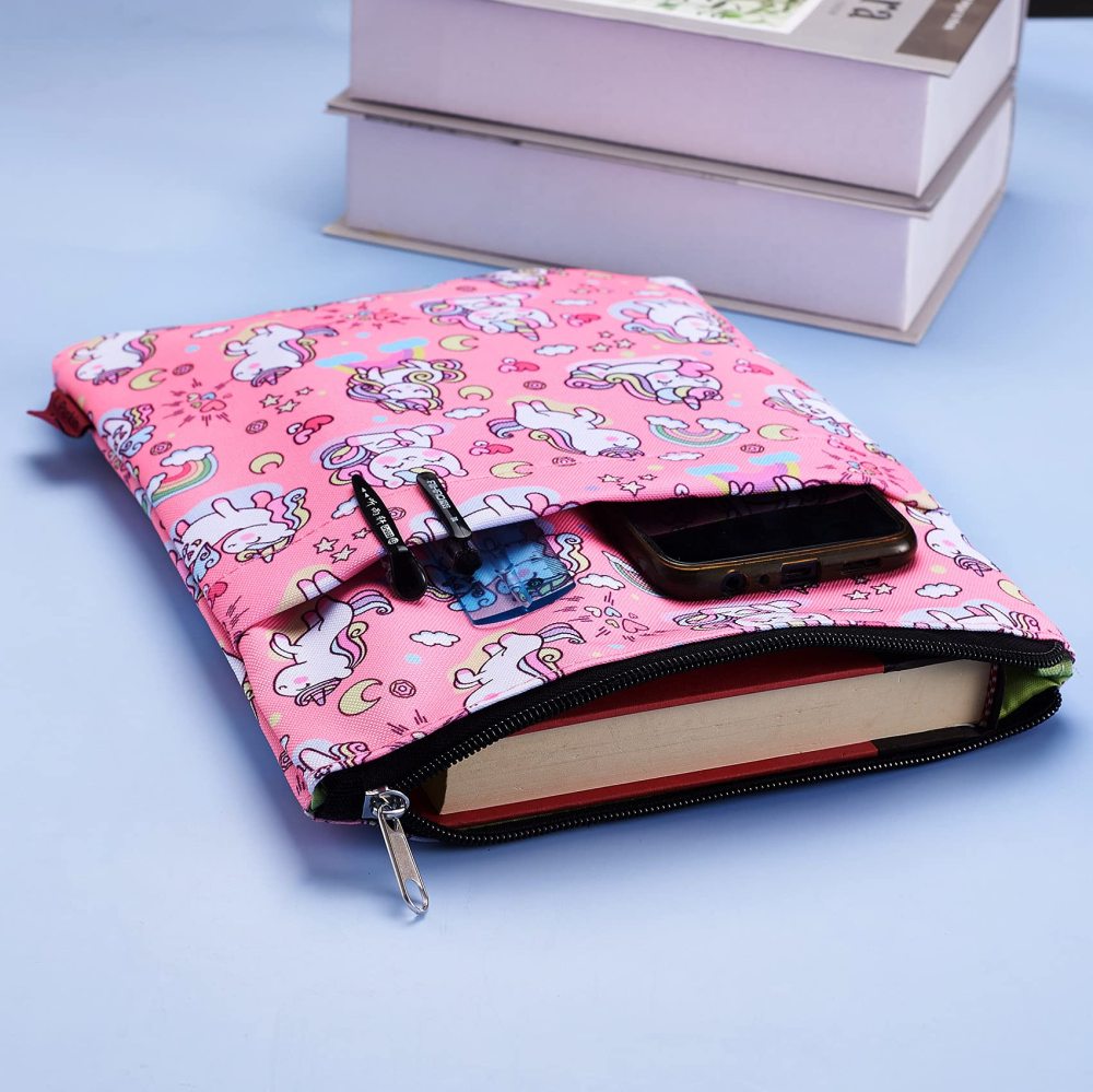 Book Sleeve Unicorn Book Covers for Paperbacks, Book Sleeves with Zipper,11 X 8.7Inches