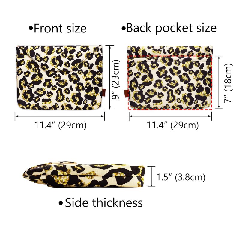 African Leopard Golden Print Book Sleeve Cheetah Print Book Covers for Paperbacks, Book Sleeves with Zipper with Padded, 11.4 Inch X 9 Inch (Golden Leopard)