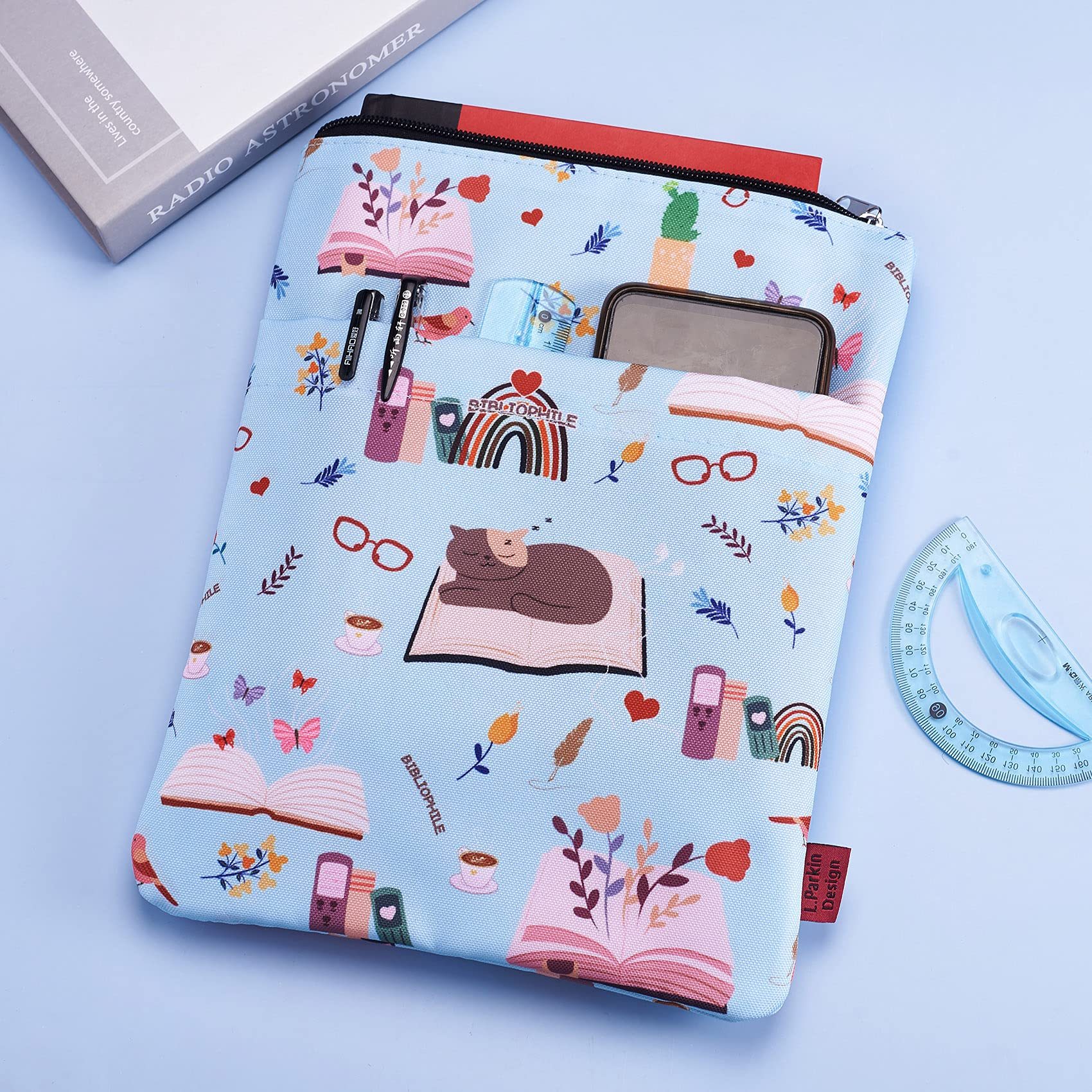 Book Sleeve for Book Lovers, Bibliophile Book Protector, Book Covers for Paperbacks, Washable Fabric, Book Sleeves with Zipper, Medium 11 Inch X 8.7 Inch
