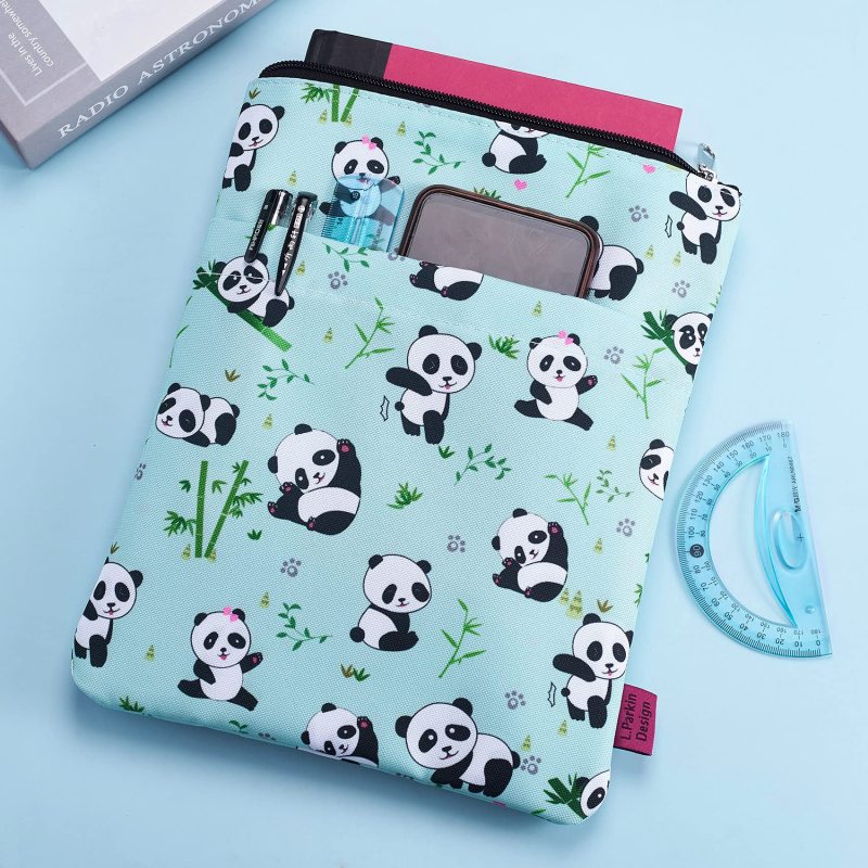 Book Sleeve Panda Book Protector, Book Covers for Paperbacks, Washable Fabric, Book Sleeves with Zipper, Medium 11 Inch X 8.7 Inch Bookish Gift