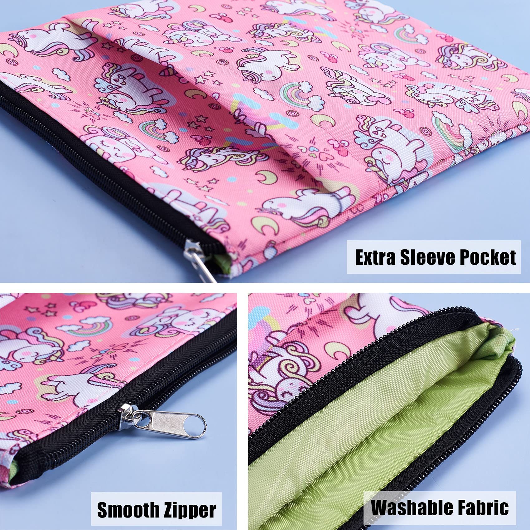 Book Sleeve Unicorn Book Covers for Paperbacks, Book Sleeves with Zipper,11 X 8.7Inches