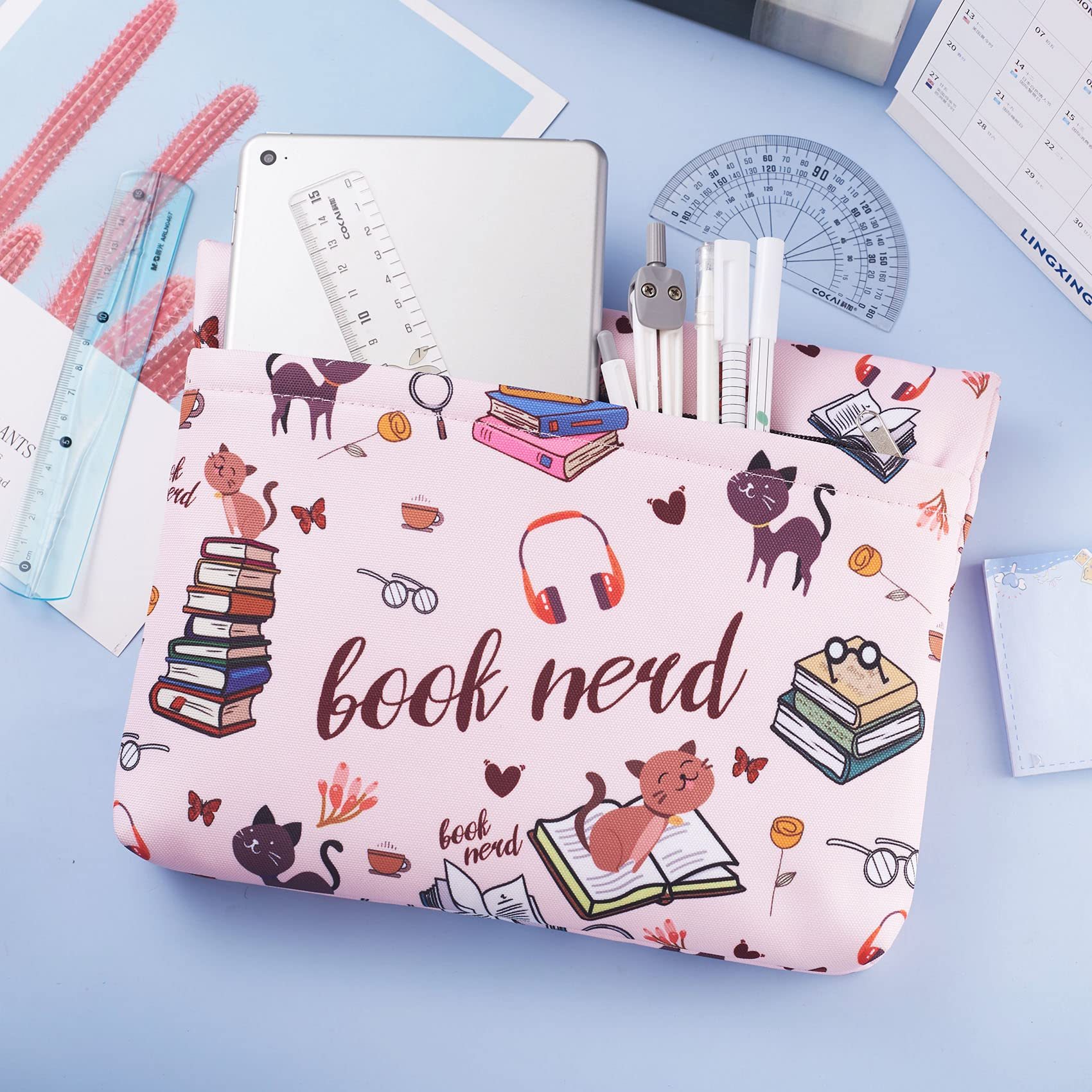 Book Sleeve for Book Lovers, Book Nerd Book Protector , Book Covers for Paperbacks, Book Sleeves with Zipper with Padded, Washable Fabric, Medium 11 Inch X 9 Inch