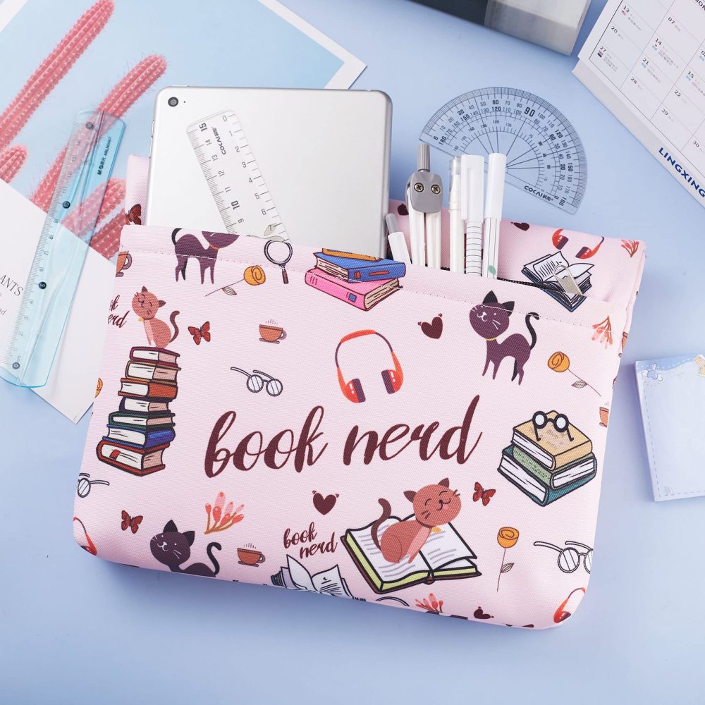 Book Sleeve for Book Lovers, Book Nerd Book Protector , Book Covers for Paperbacks, Book Sleeves with Zipper with Padded, Washable Fabric, Medium 11 Inch X 9 Inch