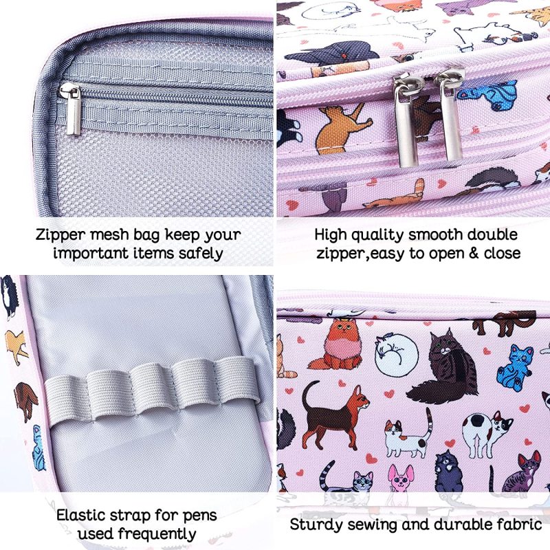 Cat Pencil Case Cats and Yarn Knitting Notion Pouch Kitten Makeup Bag Gift  for Cat Lovers