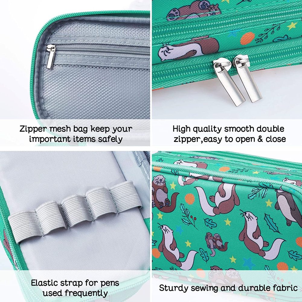 LParkin Seal Super Large Capacity Canvas Pencil Case Pen Bag Pouch Stationary Case Makeup Cosmetic Bag …