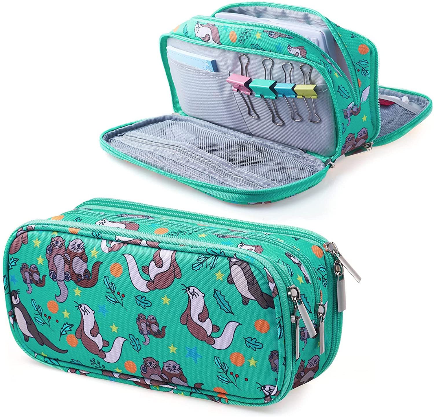 LParkin Seal Super Large Capacity Canvas Pencil Case Pen Bag Pouch Stationary Case Makeup Cosmetic Bag …