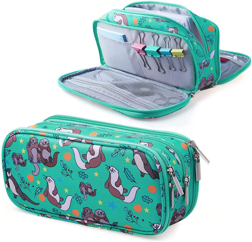 LParkin Seal Super Large Capacity Canvas Pencil Case Pen Bag Pouch Stationary Case Makeup Cosmetic Bag …