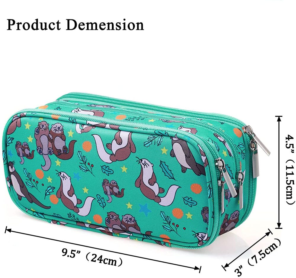 LParkin Seal Super Large Capacity Canvas Pencil Case Pen Bag Pouch Stationary Case Makeup Cosmetic Bag …