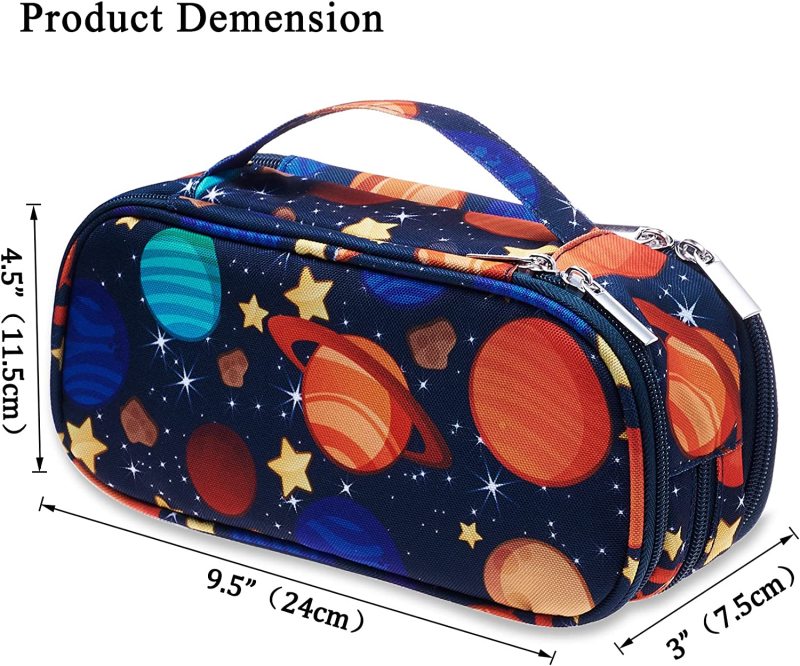 LParkin Galaxy Pencil Case for Boys Super Large Capacity 3 Compartments Space Pencil Pouch Space Galaxy Gifts for Students Teen Boys Makeup Bag
