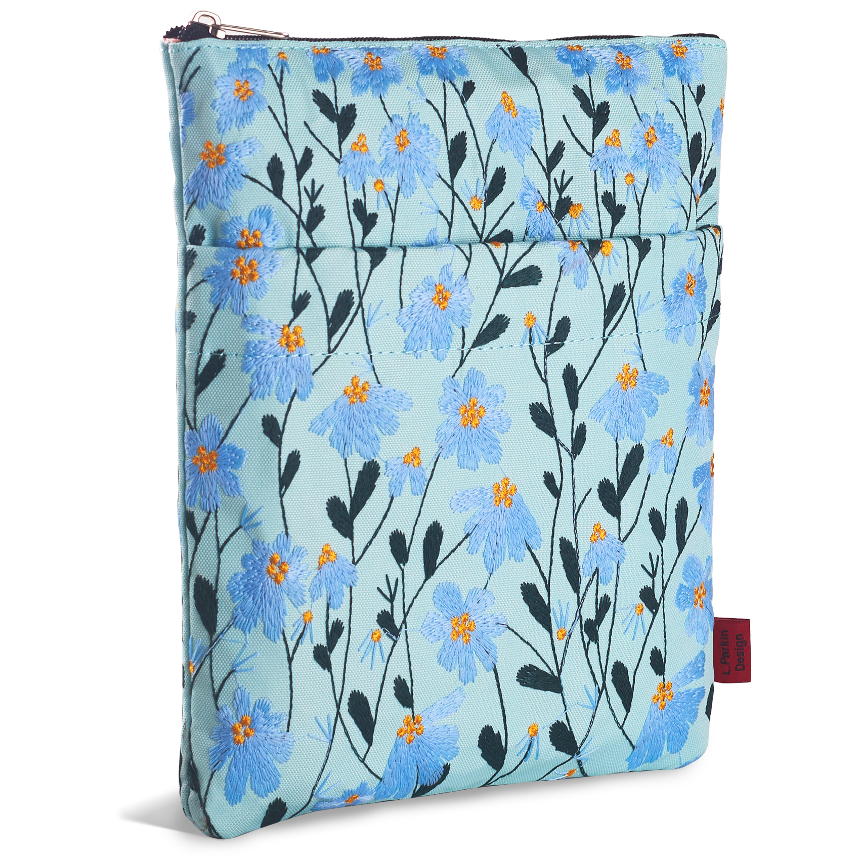 LParkin Daisy Flower Embroidery Book Sleeve with Zipper for Readers Protector Cover Gift for Book Lovers, 11x 8.5 Inch Washable Fabric, Daisy Yellow (Yellow)