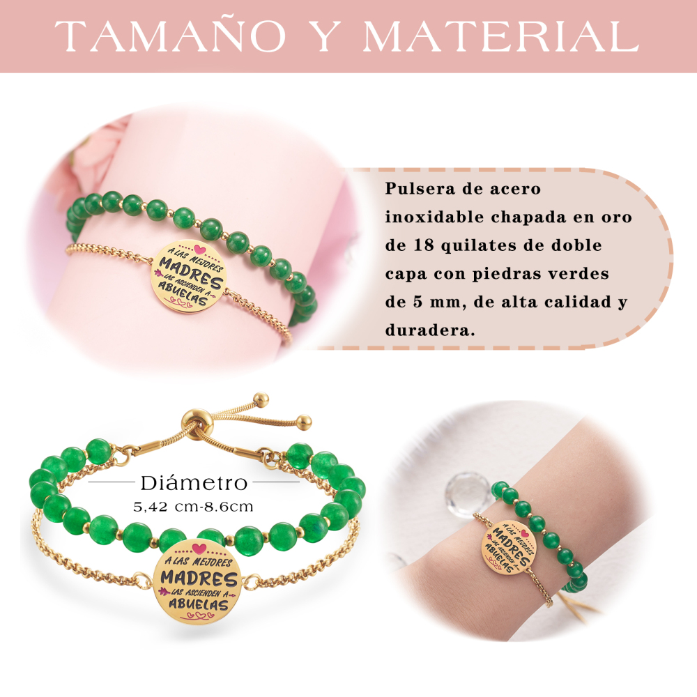 LParkin Doble Cuenta Pulsera Abuela Acero Inoxidable, Regalo Original para Abuela, Obsequios Abuela Personalizados Cumpleaños