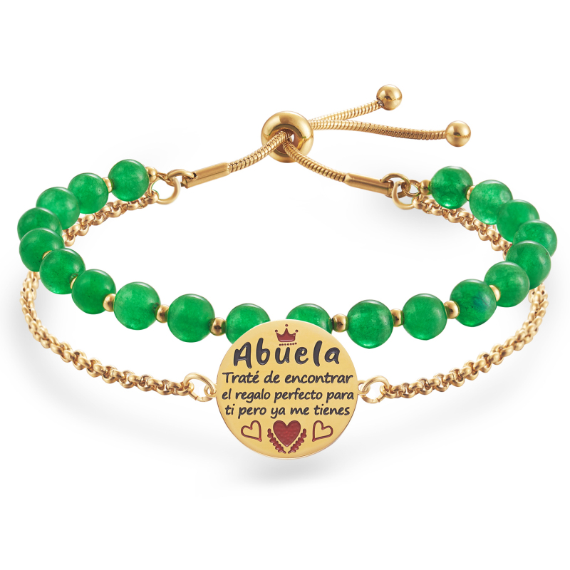 LParkin Doble Cuenta Pulsera Abuela Acero Inoxidable, Regalo Original para Abuela, Obsequios Abuela Personalizados Cumpleaños