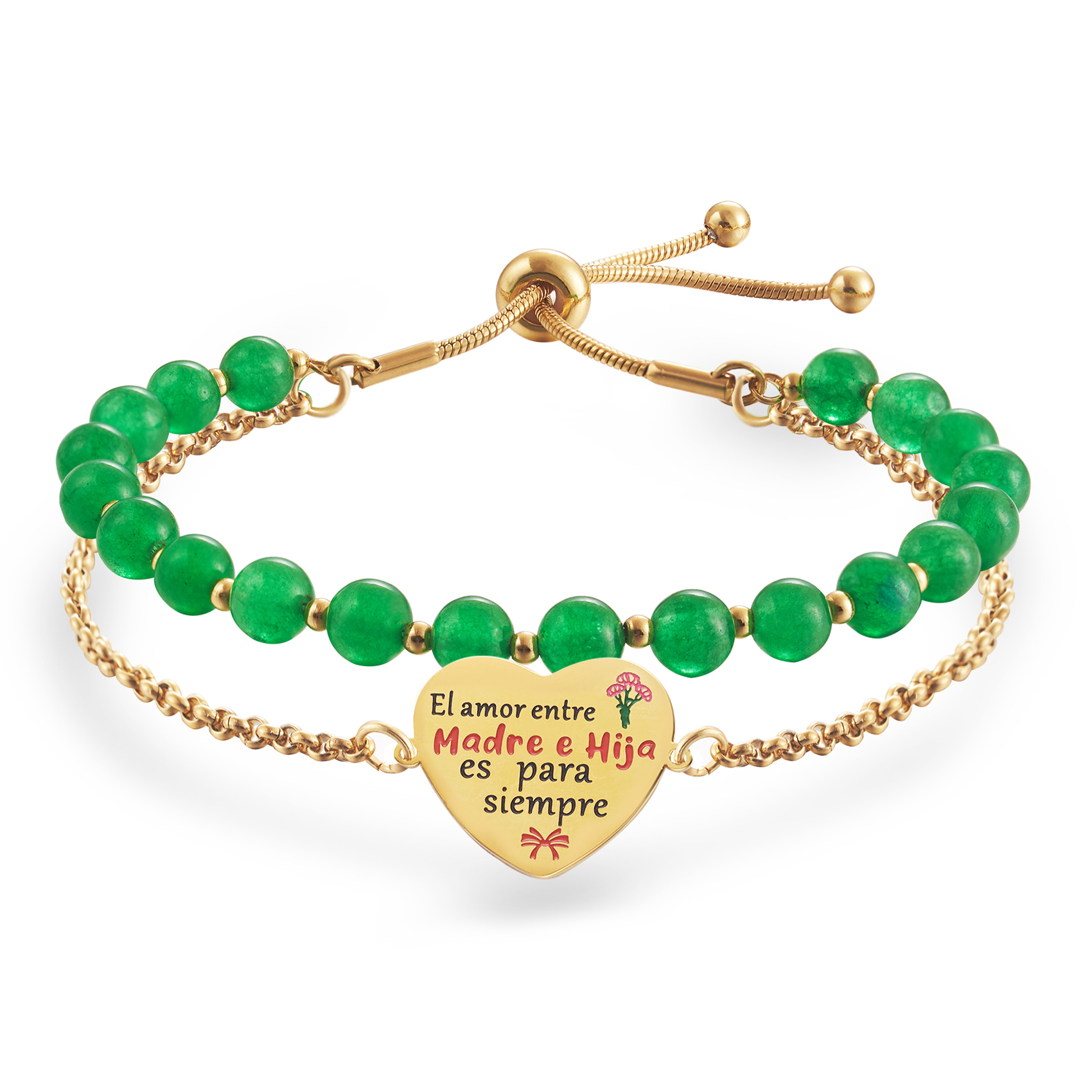 LParkin Doble Cuenta Pulsera Mama Acero Inoxidable Ajustable Regalo Mama Original Regalo Cumpleaños Mujer Regalo del día de la Madre