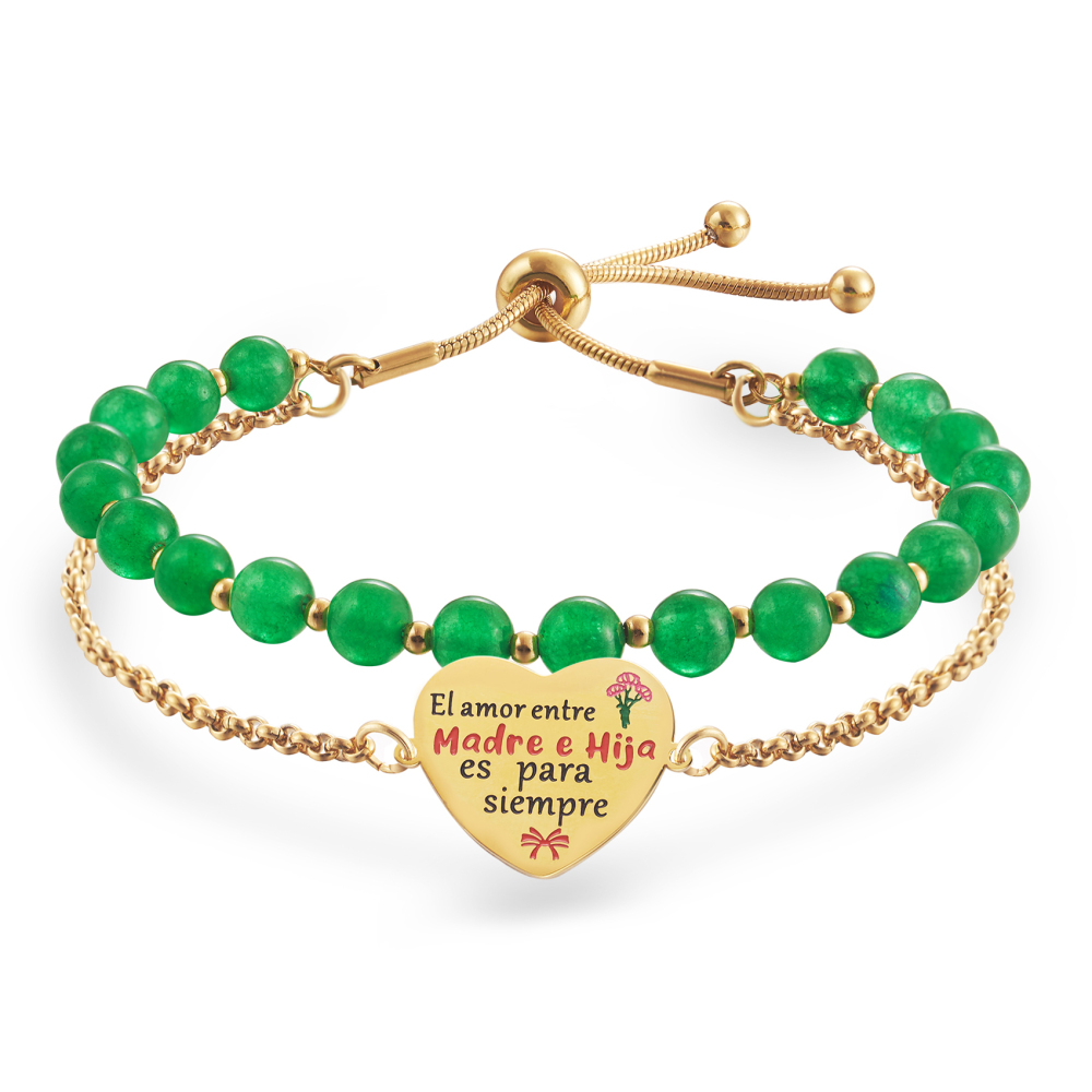 LParkin Doble Cuenta Pulsera Mama Acero Inoxidable Ajustable Regalo Mama Original Regalo Cumpleaños Mujer Regalo del día de la Madre