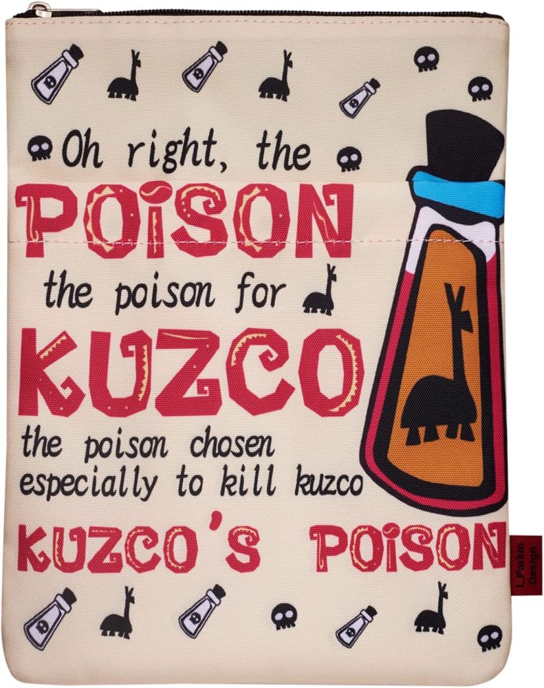 LParkin Poison Kuzco Cartoon Book Sleeve with Zipper for Book Lovers Protector Pouch Llama Sack Emperors Yzma