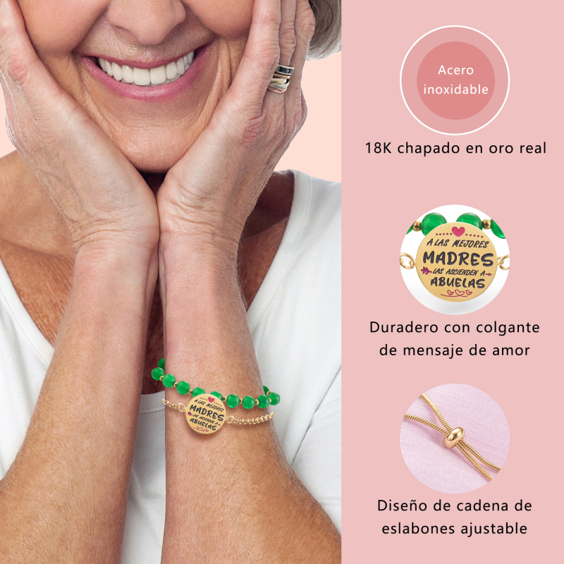 LParkin Doble Cuenta Pulsera Abuela Acero Inoxidable, Regalo Original para Abuela, Obsequios Abuela Personalizados Cumpleaños