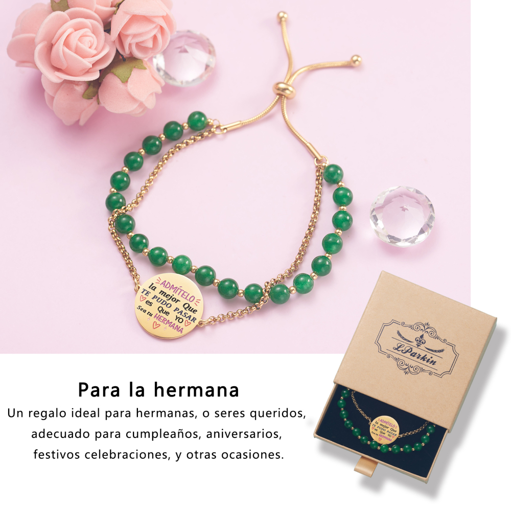LParkin Doble Cuenta Pulsera Hermanas Regalo Hermana Mayor o Pequeña Original, Regalo Cumpleaños