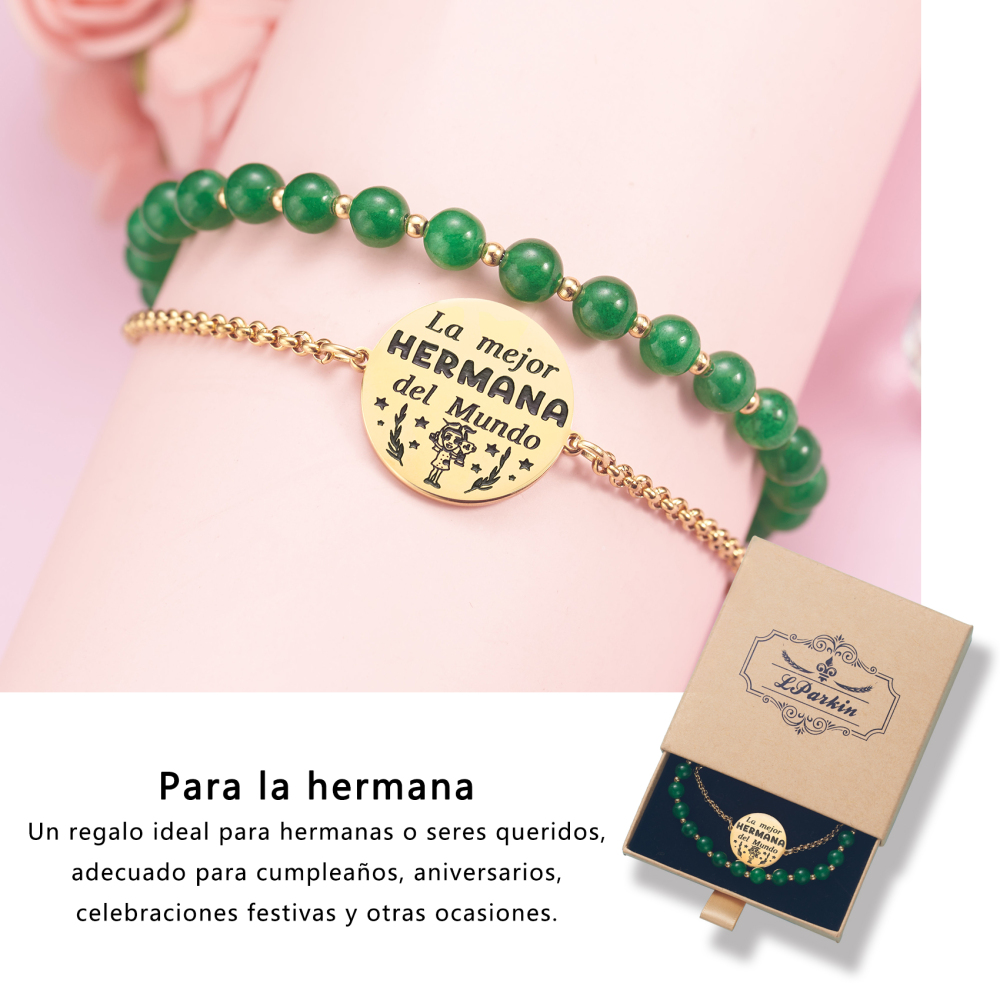 LParkin Doble Cuenta Pulsera Hermanas Regalo Hermana Mayor o Pequeña Original, Regalo Cumpleaños
